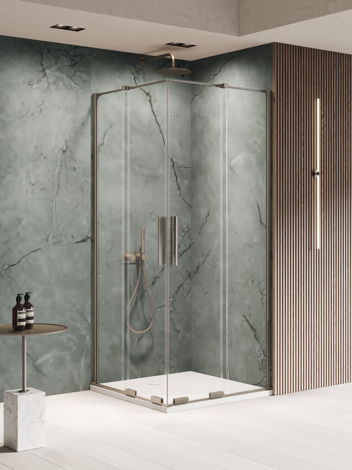 New Trendy Smart Gunmetal Brushed zuhanykabin 90x90 cm négyzet fegyverszürke szín csiszolt/átlátszó üveg EXK-7914