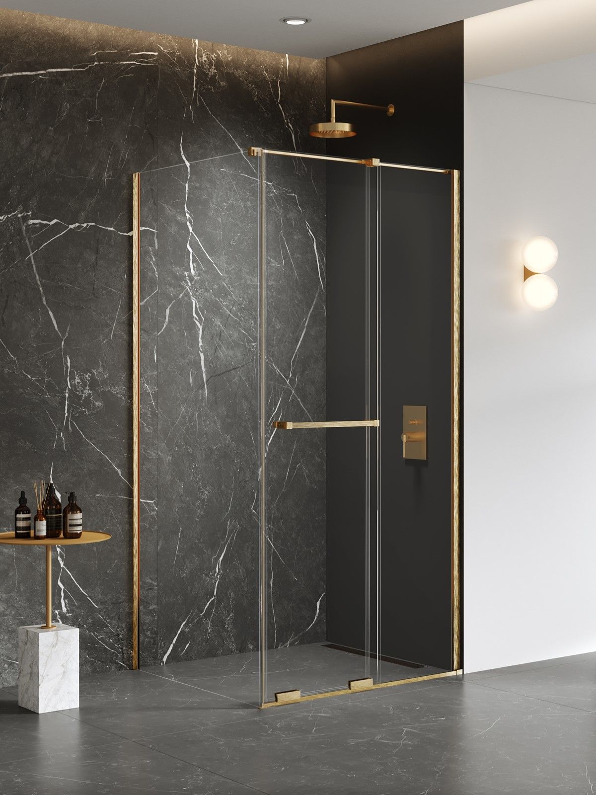 New Trendy Smart Gold Brushed zuhanykabin 100x90 cm arany csiszolt/átlátszó üveg EXK-7561