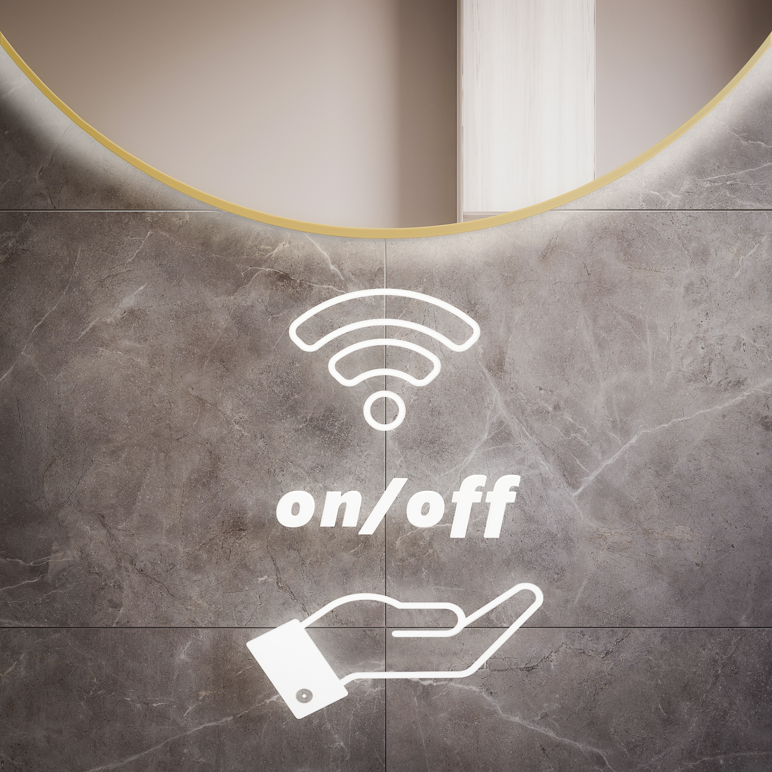 Baltica Design Tiny Border Bright tükör 90x90 cm kerek világítással páramentesítő fóliával fehér 5904107912318