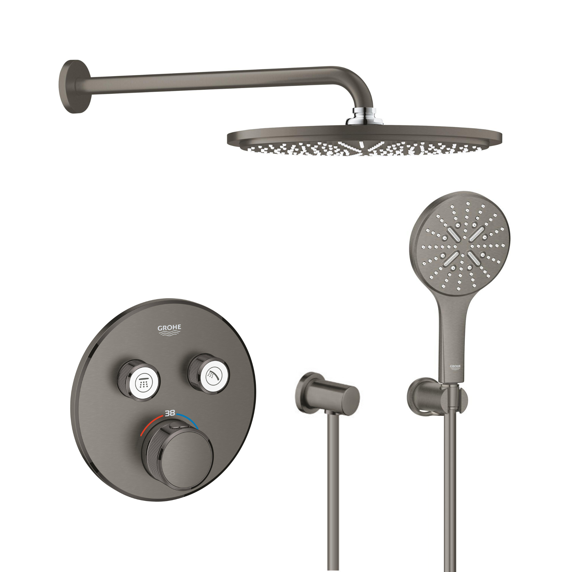 Készlet fejzuhany karral Grohe Rainshower 26066AL0, kád és zuhany csaptelep Grohe Grohtherm SmartControl 29119AL0, 26574AL0, 27057AL0, 27074AL0, 28362A01