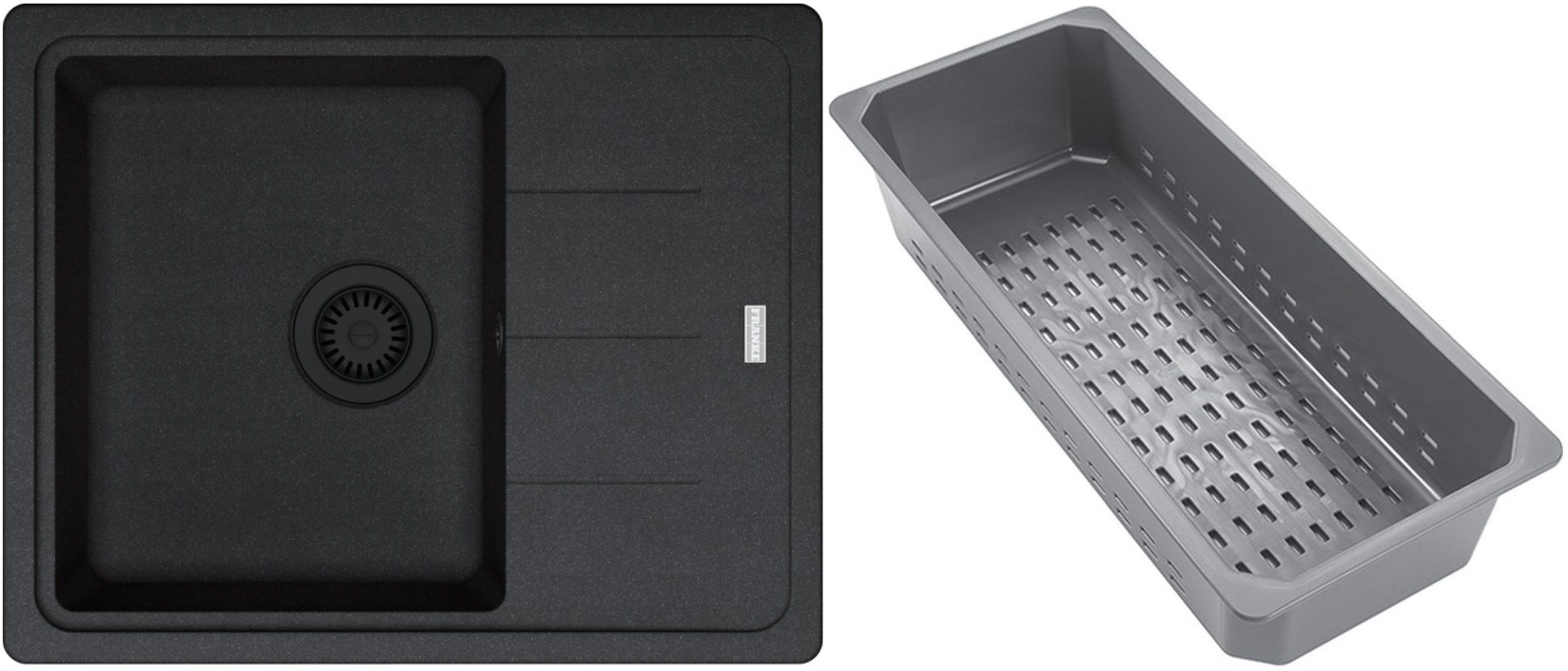 Franke Basis gránit mosogató lefolyóbetéttel 62x50 cm szürke/grafit/onix 114.0743.083