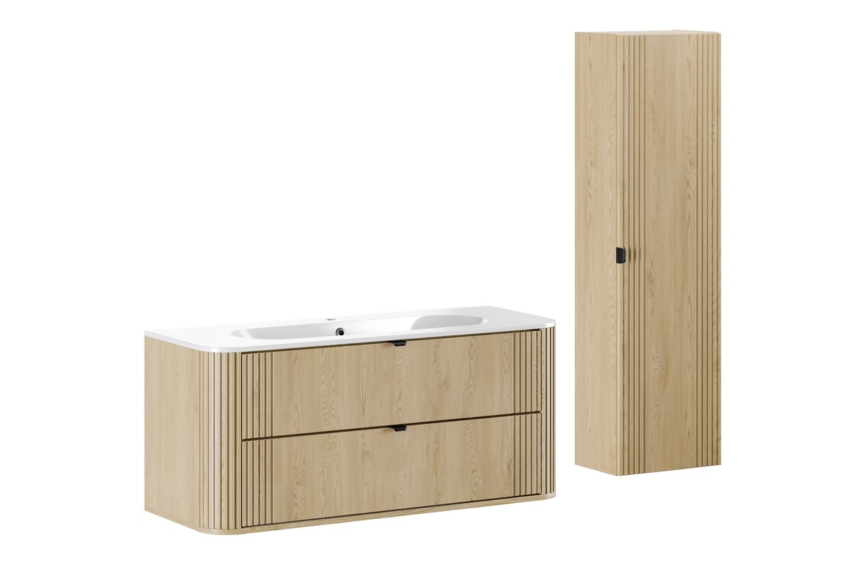 Készlet szekrény Comad Ovalia Cremona OVALIA CREMONA 82-120-46-2S, mosdótál Comad Pure PURE WHITE GLOSS UM 120-46, OVALIA CREMONA 80-40-1D