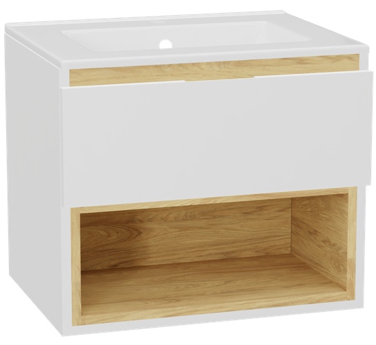 Készlet szekrénytest Excellent Tuto 2.0 MLEX.2171.600.WHBL, mosdótál Excellent As CEEX.3617.600.WH, MLEX.2151.600.01.WH