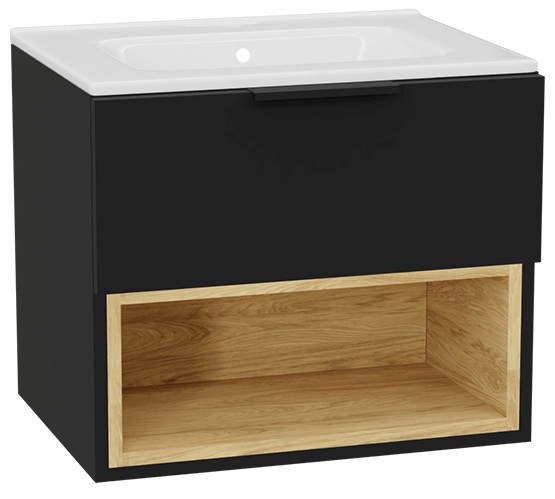 Készlet szekrénytest Excellent Tuto 2.0 MLEX.2171.600.BKBL, mosdótál Excellent Pik CEEX.6517.600.WH, MLEX.2151.600.02.BK