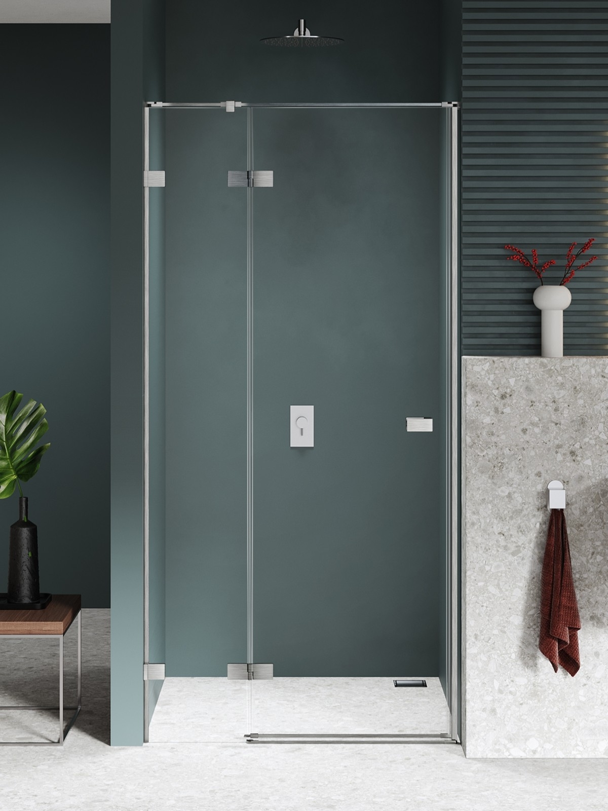 New Trendy Avexa Nickel Brushed zuhanyajtók 130 cm dönthető csiszolt/átlátszó üveg EXK-8467