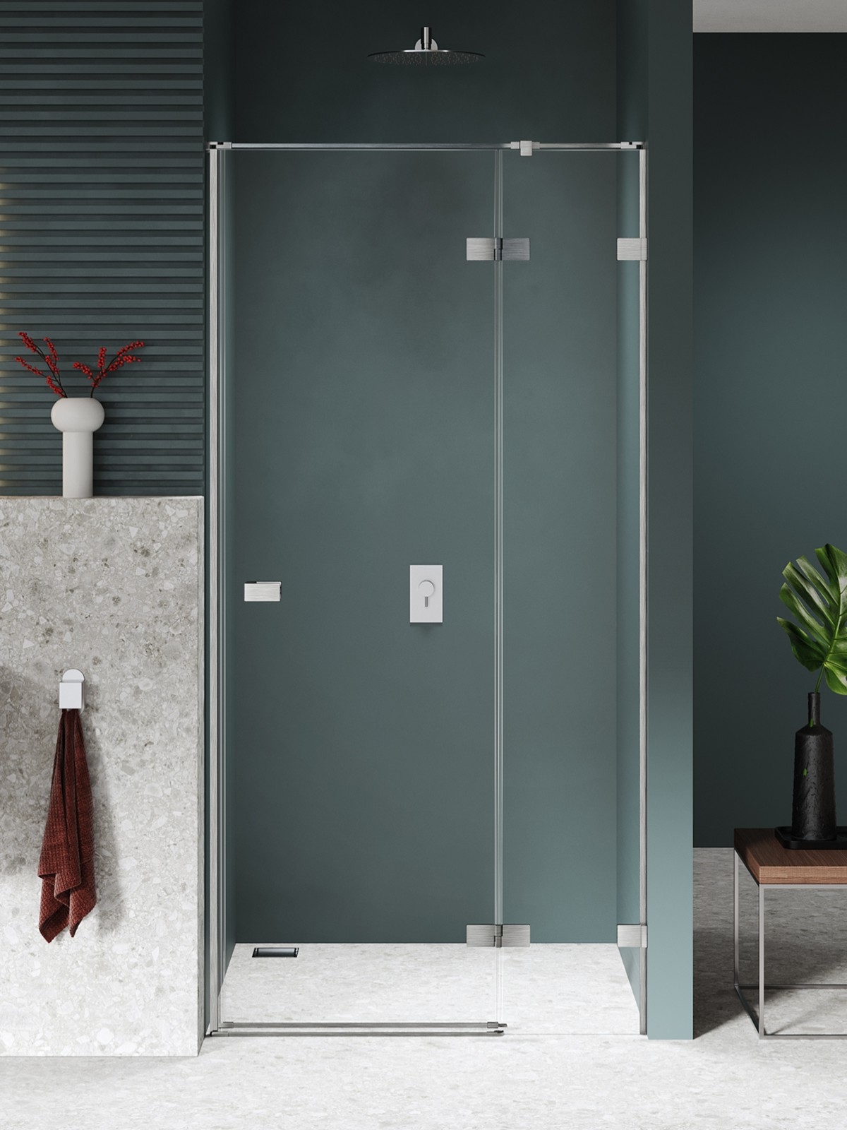 New Trendy Avexa Nickel Brushed zuhanyajtók 140 cm dönthető csiszolt/átlátszó üveg EXK-8470