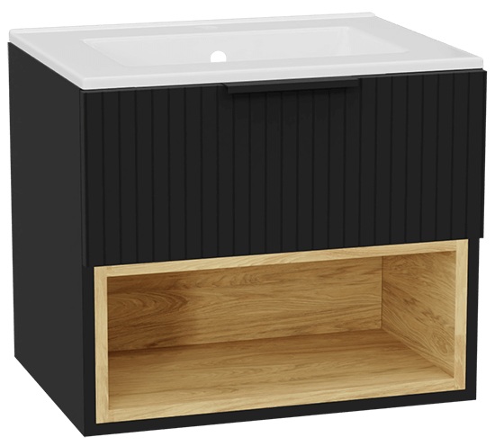 Készlet szekrénytest Excellent Tuto 2.0 MLEX.2171.600.BKBL, mosdótál Excellent As CEEX.3617.600.WH, MLEX.2151.600.03.BK