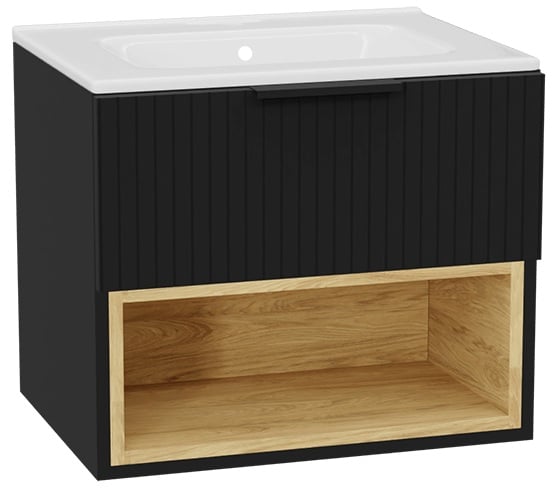 Készlet szekrénytest Excellent Tuto 2.0 MLEX.2171.600.BKBL, mosdótál Excellent Pik CEEX.6517.600.WH, MLEX.2151.600.03.BK