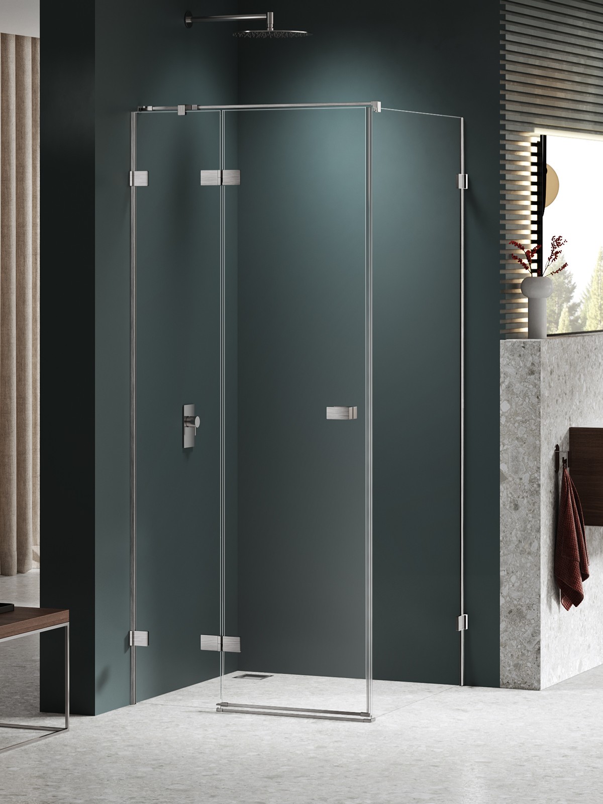 New Trendy Avexa Nickel Brushed zuhanykabin 120x100 cm négyszögletes csiszolt/átlátszó üveg EXK-8498