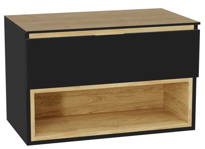 Készlet szekrénytest Excellent Tuto 2.0 MLEX.2171.800.BKBL, szekrény feletti pult Excellent Tuto 2.0 MLEX.2116.800.BL, MLEX.2151.800.01.BK