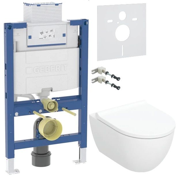 Készlet WC csésze lassú záródású ülőkével Geberit Acanto 502.774.00.8, beépíthető keret Geberit Duofix 111.003.00.2, 111.815.00.1, 156.050.00.1