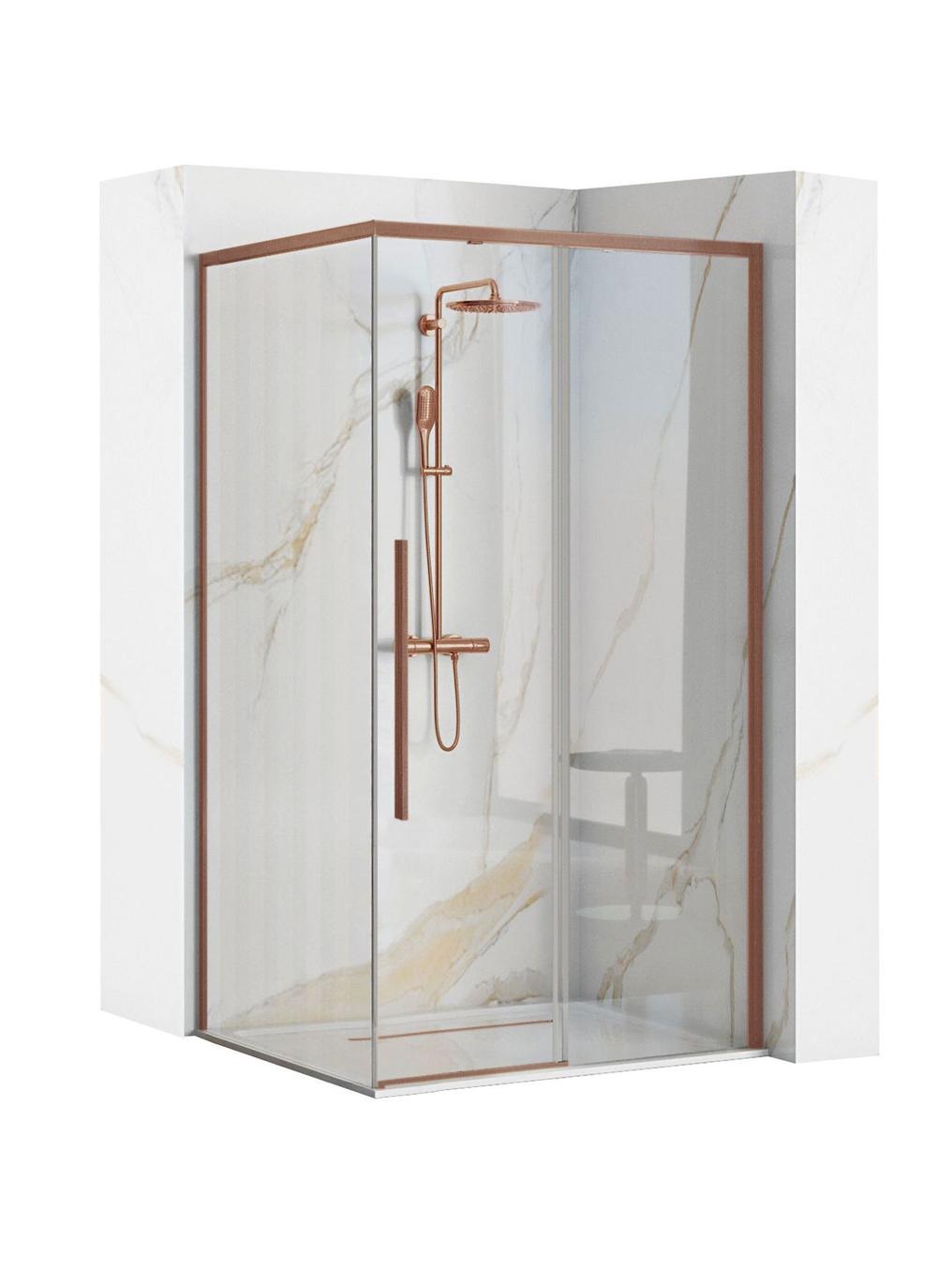 Rea Solar Brush Copper zuhanykabin 90x90 cm négyzet réz matt/átlátszó üveg REA-K9512