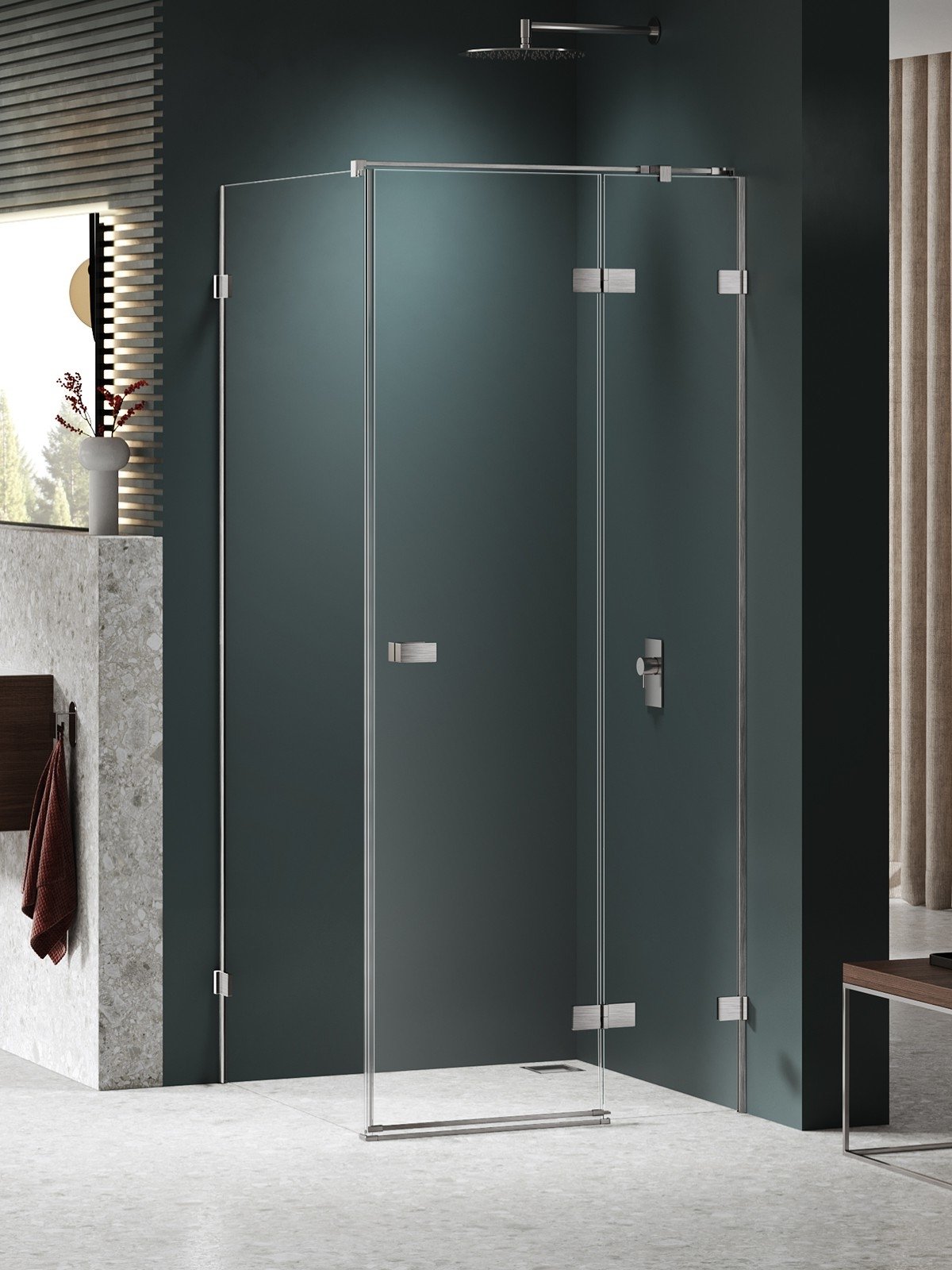 New Trendy Avexa Nickel Brushed zuhanykabin 100x90 cm négyszögletes csiszolt/átlátszó üveg EXK-8515