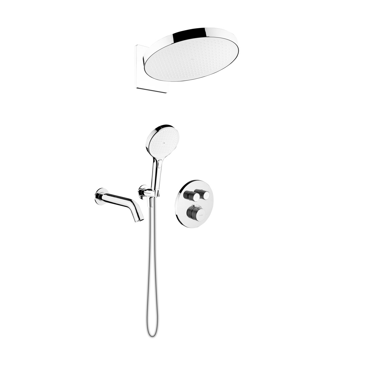 Készlet kád és zuhany csaptelep Oltens Katla 34600100, fejzuhany Oltens Regna 37009100, 39403100, 39100100, 37109100, 39304100, 37200100