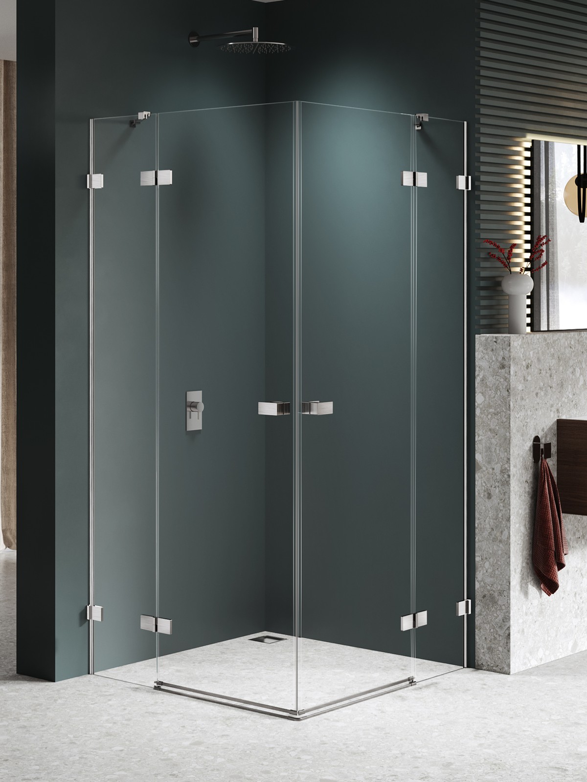 New Trendy Avexa Nickel Brushed zuhanykabin 100x90 cm négyszögletes nikkel csiszolt/átlátszó üveg EXK-8542