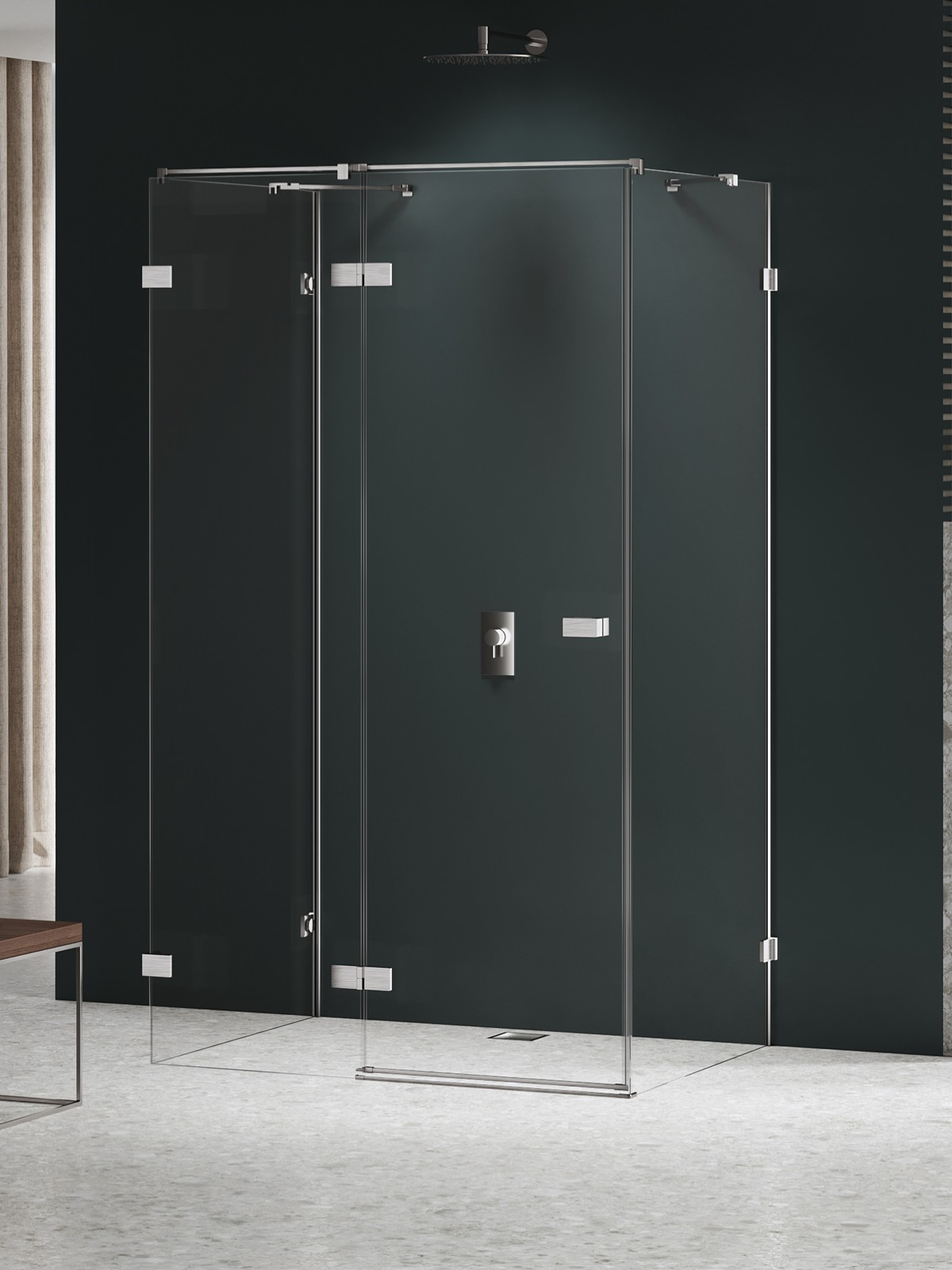 New Trendy Avexa Nickel Brushed zuhanykabin 120x80 cm négyszögletes csiszolt/átlátszó üveg EXK-8569