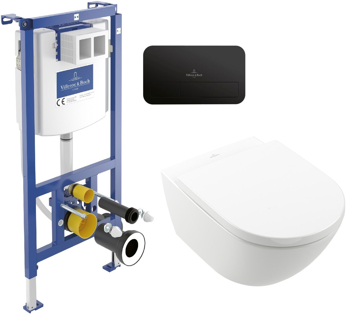 Készlet WC csésze és deszka készlet Villeroy & Boch Subway 3.0 4670TSR1, beépíthető keret Villeroy & Boch ViConnect 92242700, 922490AN