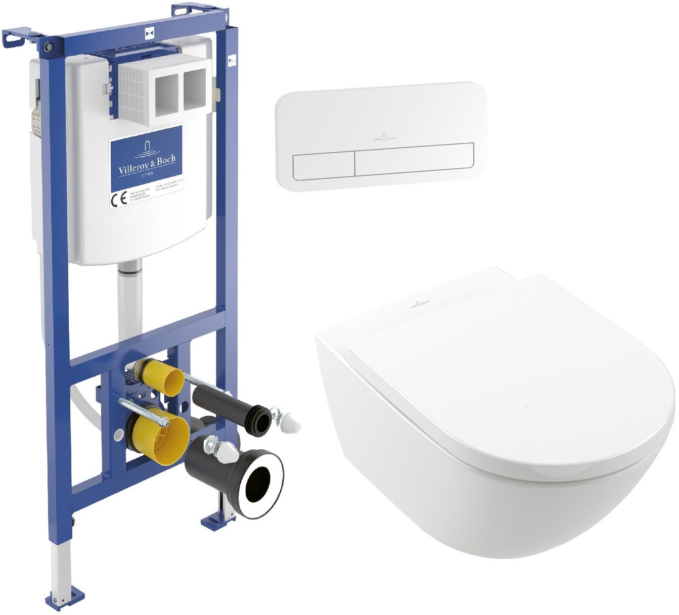 Készlet WC csésze és deszka készlet Villeroy & Boch Subway 3.0 4670TSR1, beépíthető keret Villeroy & Boch ViConnect 92242700, 92249068