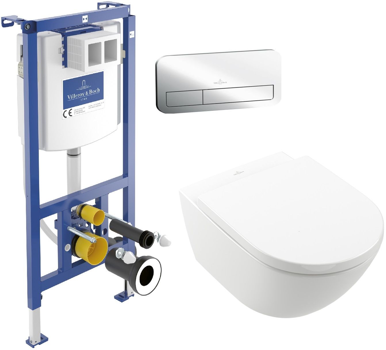 Készlet WC csésze és deszka készlet Villeroy & Boch Subway 3.0 4670TSR1, beépíthető keret Villeroy & Boch ViConnect 92242700, 92249061