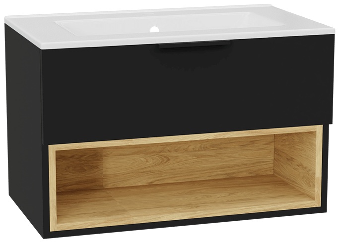 Készlet szekrénytest Excellent Tuto 2.0 MLEX.2171.800.BKBL, mosdótál Excellent As CEEX.3617.800.WH, MLEX.2151.800.02.BK