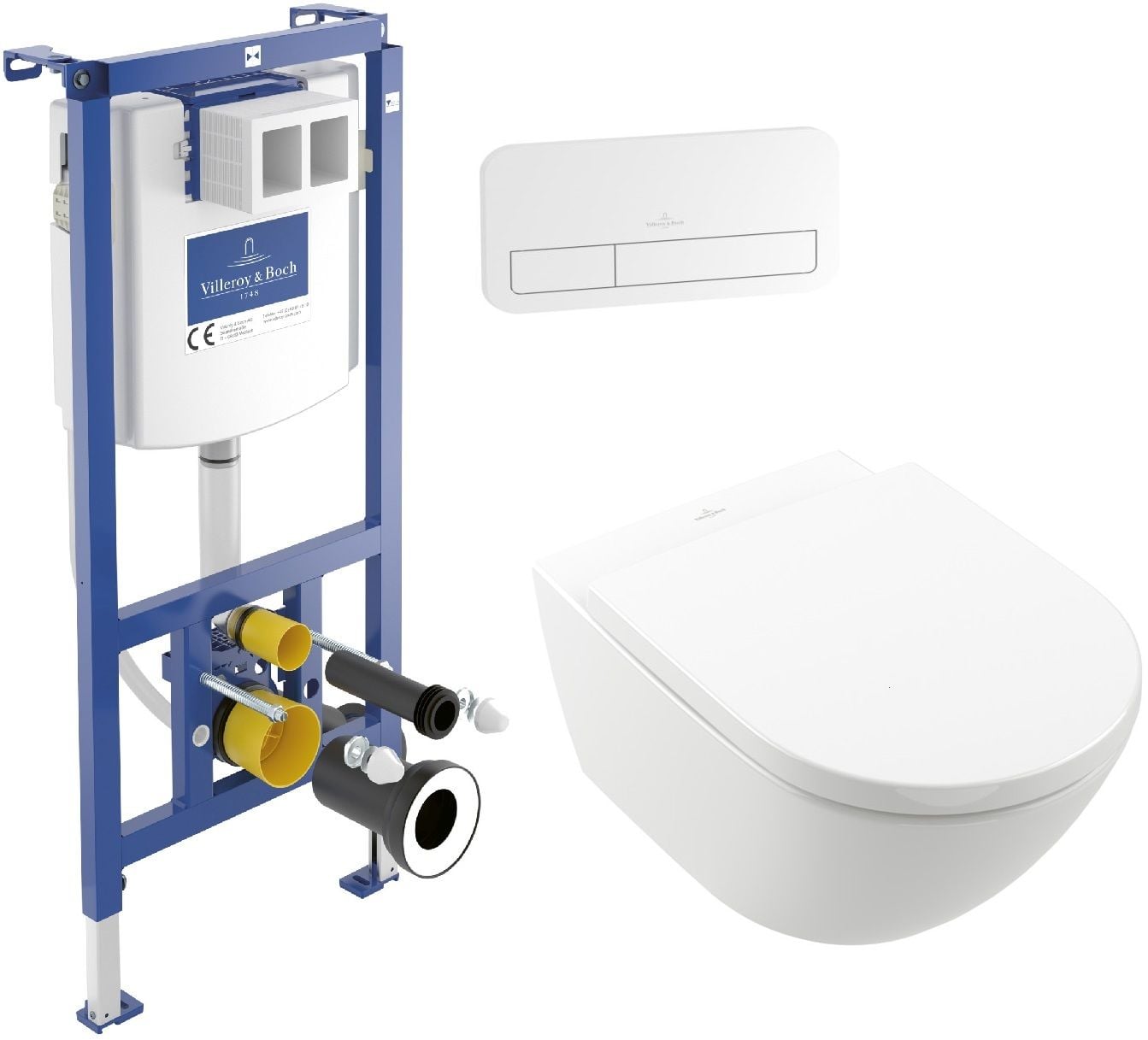 Készlet WC csésze és deszka készlet Villeroy & Boch Subway 3.0 4670TS01, beépíthető keret Villeroy & Boch ViConnect 92242700, 92249068