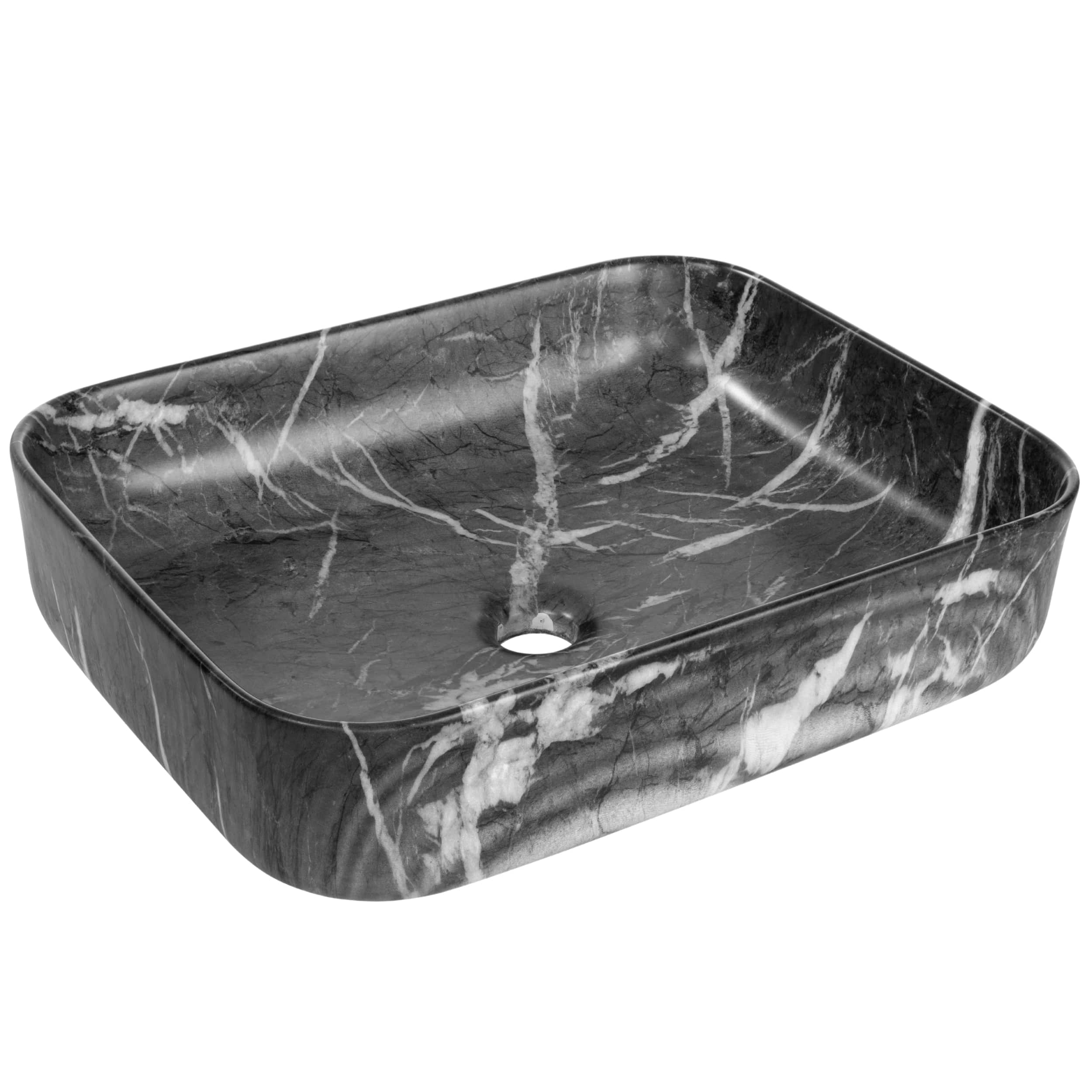 Invena Florina mosdótál 51x40 cm négyszögletes mosdótálak fekete-szürke/kő CE-40-723