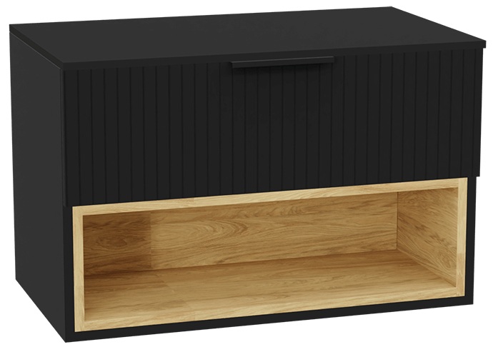 Készlet szekrénytest Excellent Tuto 2.0 MLEX.2171.800.BKBL, szekrény feletti pult Excellent Tuto 2.0 MLEX.2111.800.BK, MLEX.2151.800.03.BK