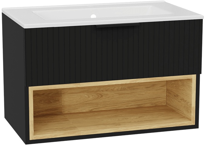 Készlet szekrénytest Excellent Tuto 2.0 MLEX.2171.800.BKBL, mosdótál Excellent As CEEX.3617.800.WH, MLEX.2151.800.03.BK