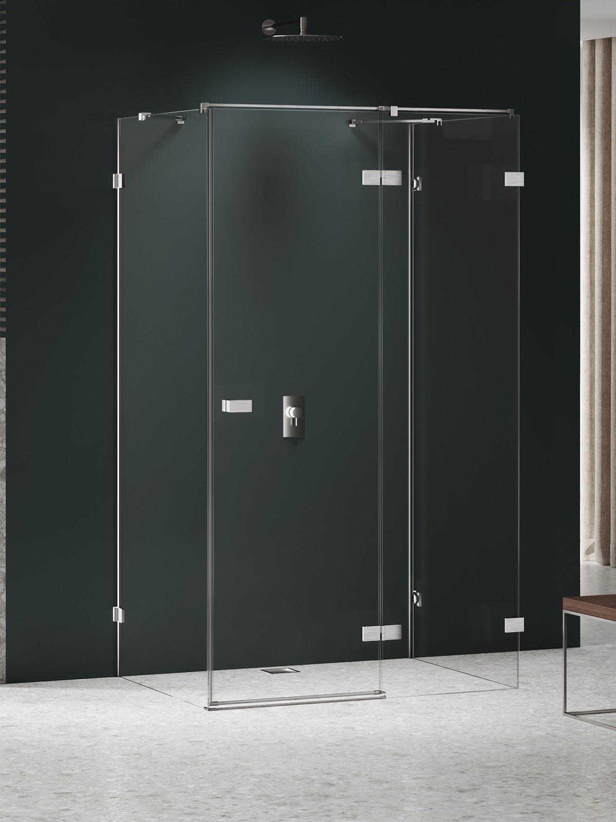 New Trendy Avexa Nickel Brushed zuhanykabin 90x80 cm négyszögletes nikkel csiszolt/átlátszó üveg EXK-8601