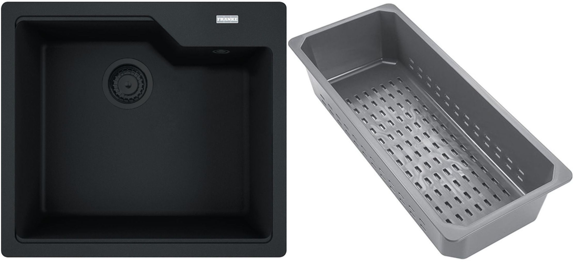 Franke Urban gránit mosogató lefolyóbetéttel 56x50 cm fekete 114.0741.982