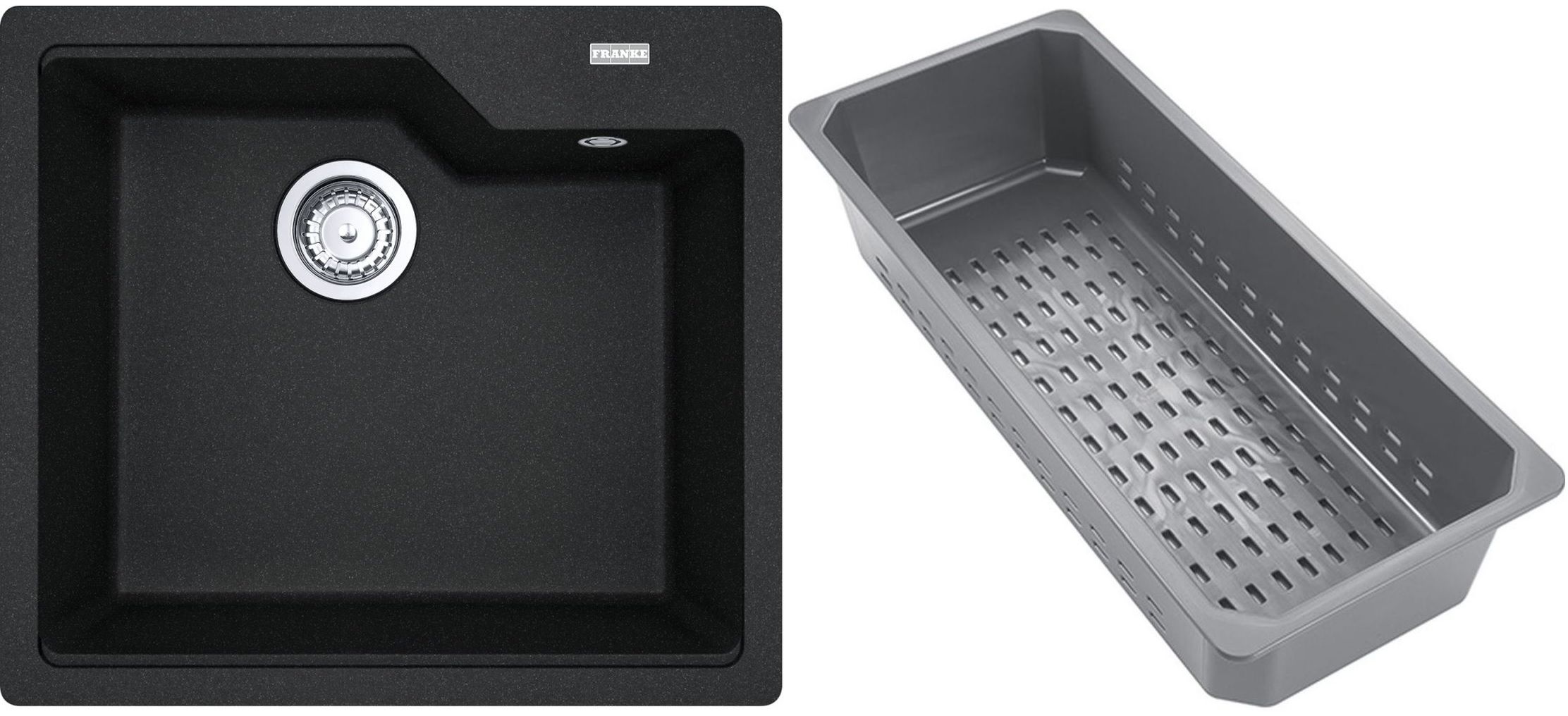 Franke Urban gránit mosogató lefolyóbetéttel 56x50 cm fekete 114.0741.981
