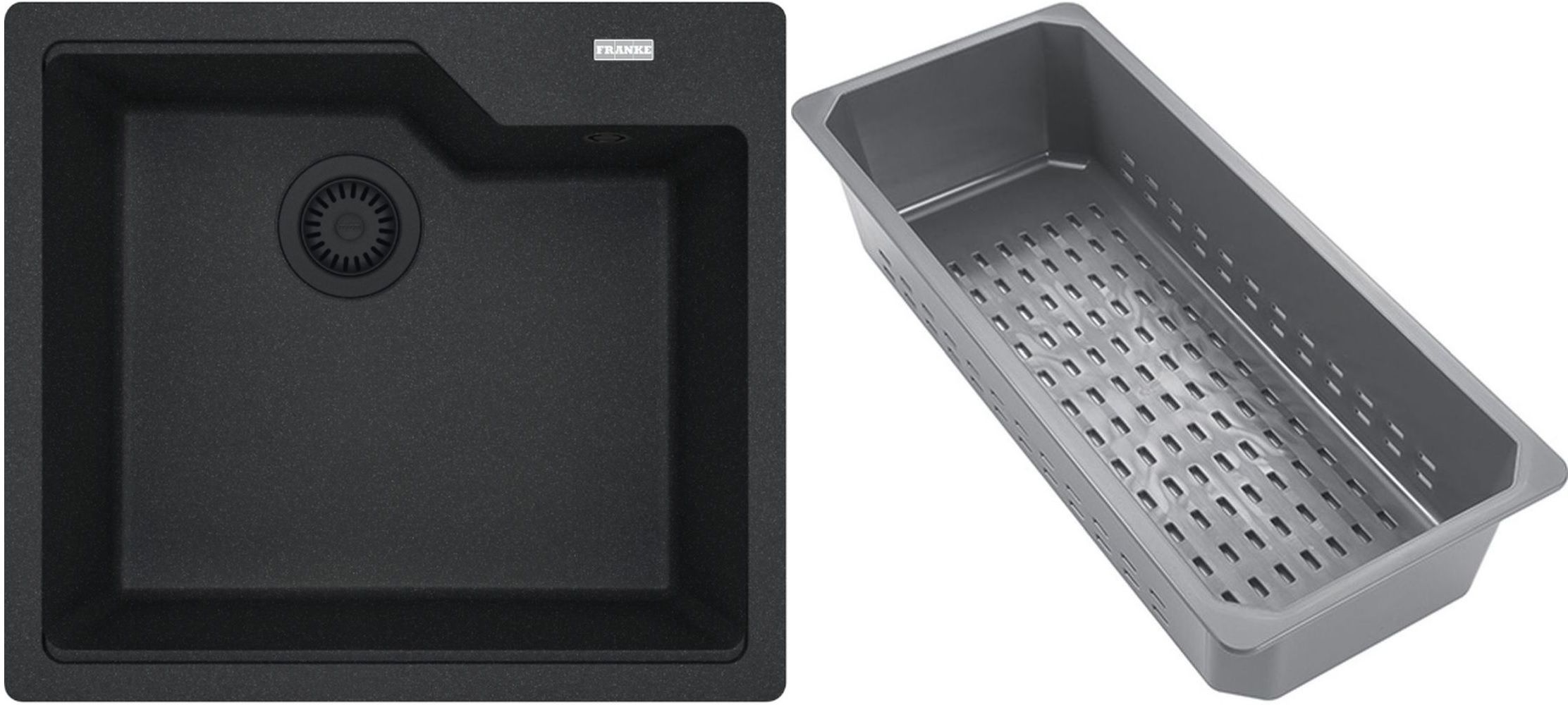 Franke Urban gránit mosogató lefolyóbetéttel 56x50 cm szürke/grafit/onix 114.0743.096