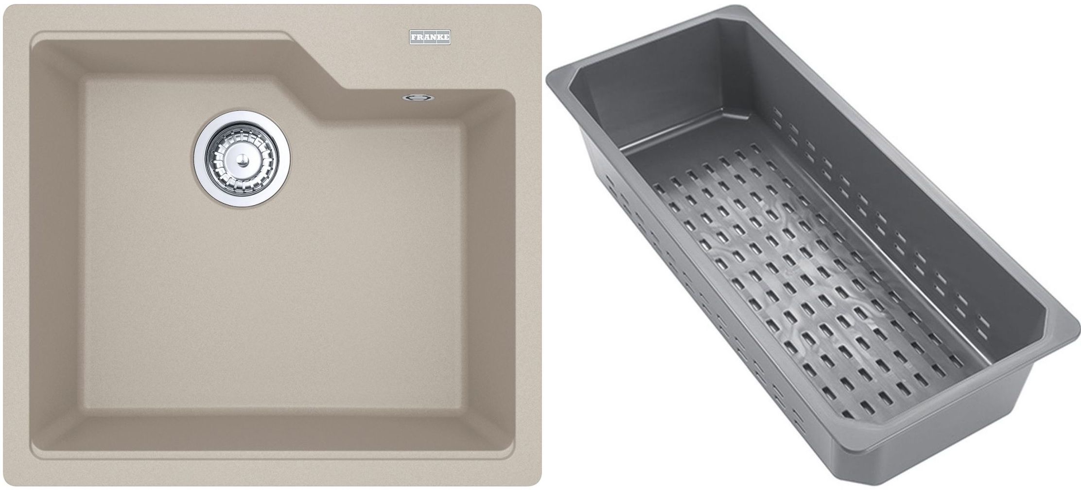 Franke Urban gránit mosogató lefolyóbetéttel 56x50 cm bézs 114.0741.978