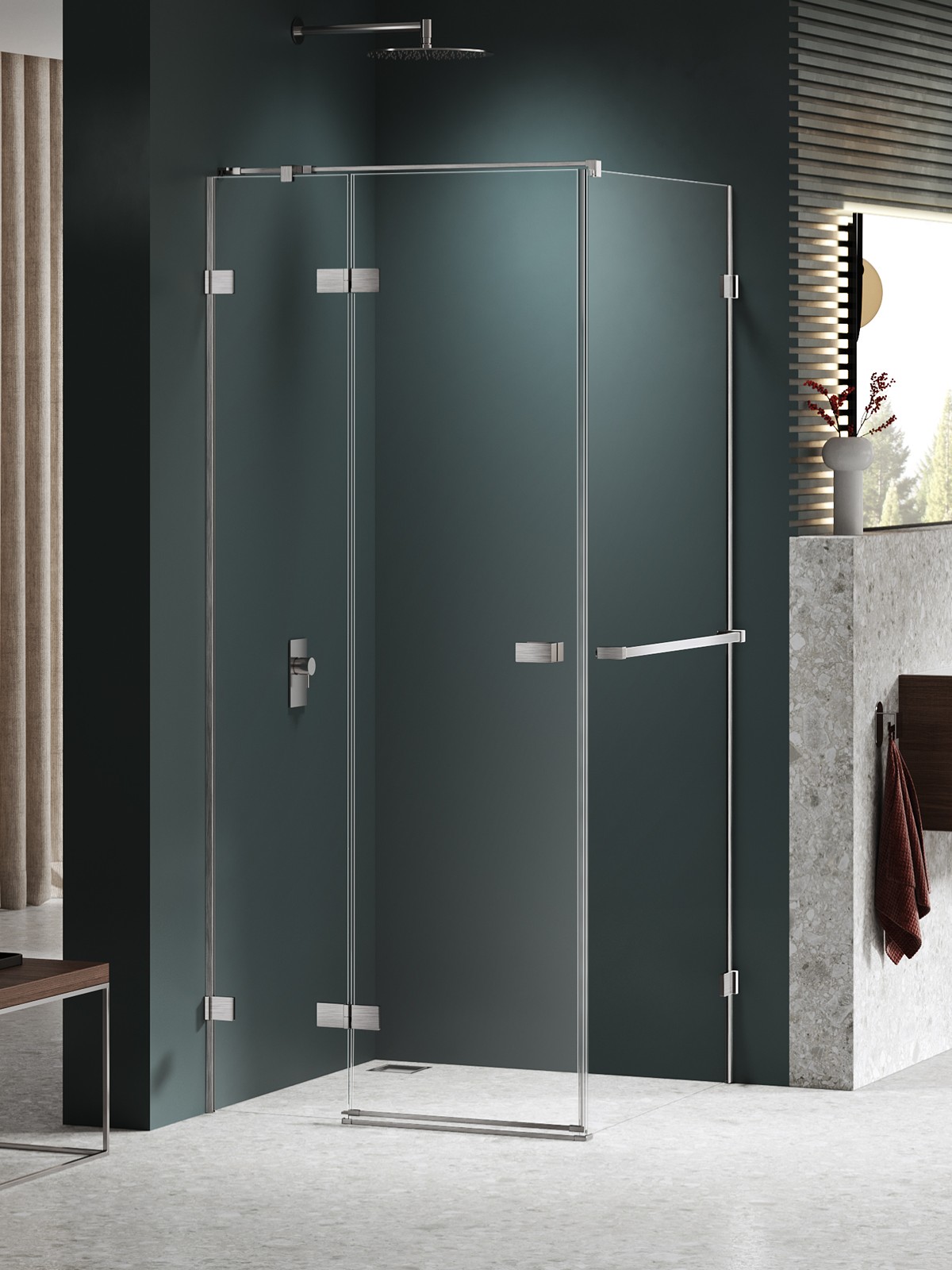 New Trendy Avexa Nickel Brushed zuhanykabin 90x70 cm négyszögletes csiszolt/átlátszó üveg EXK-8662