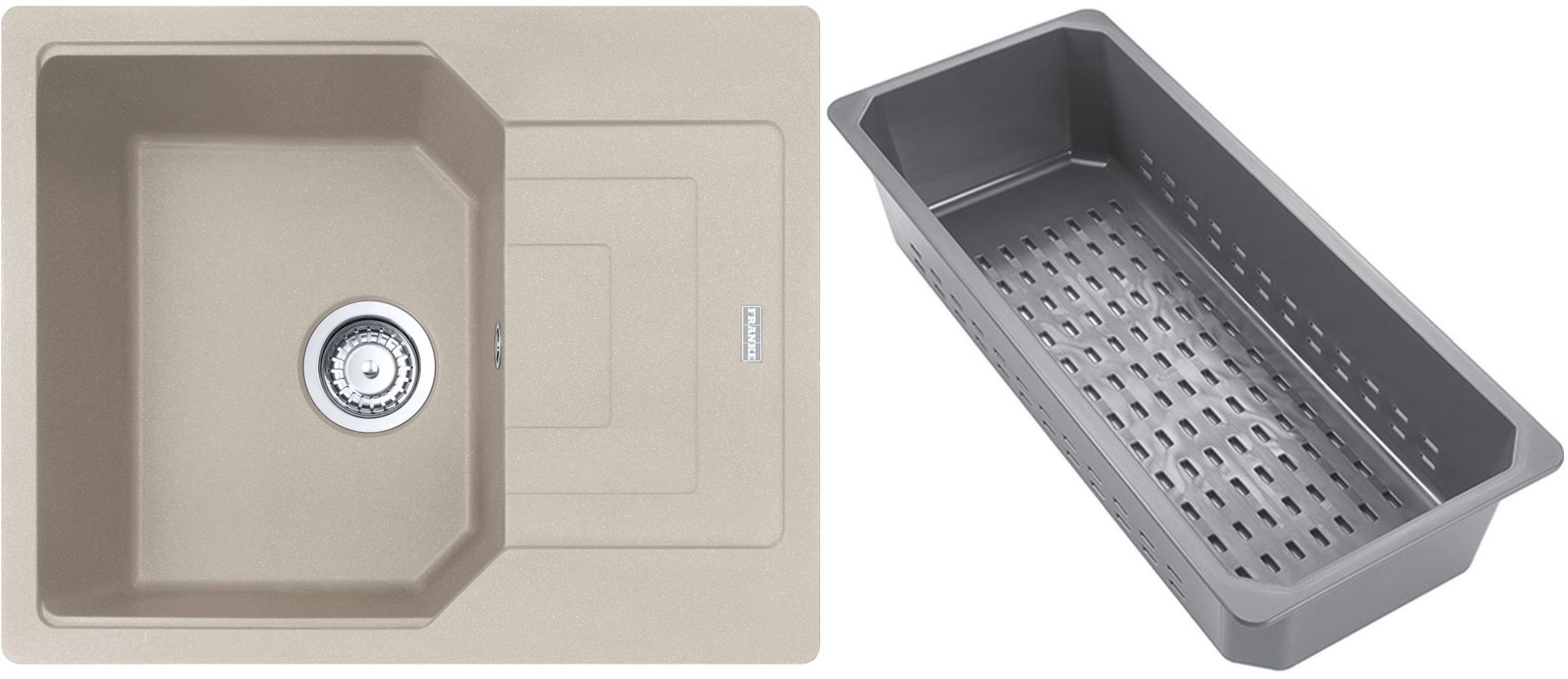 Franke Urban gránit mosogató lefolyóbetéttel 62x50 cm bézs 114.0741.983