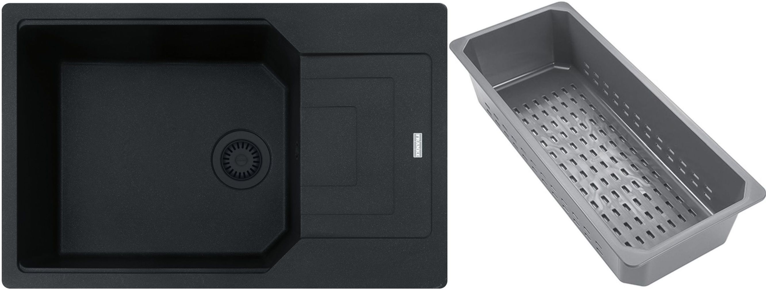 Franke Urban gránit mosogató lefolyóbetéttel 78x50 cm fekete 114.0743.100