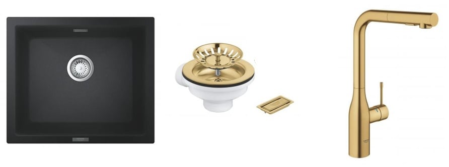 Készlet konyhai csaptelep Grohe Essence 30270GN0, gránit mosogató Grohe K700 31654AP0, 40997GN0