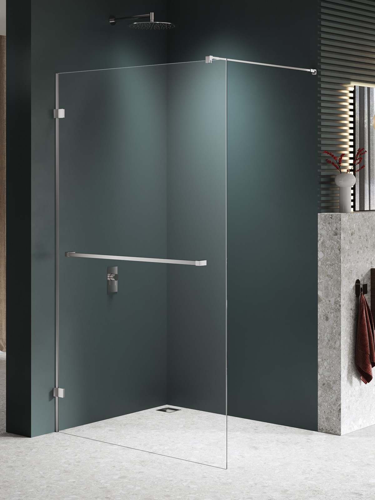 New Trendy Avexa Nickel Brushed zuhanykabin fal walk-in 50 cm csiszolt/átlátszó üveg EXK-8726