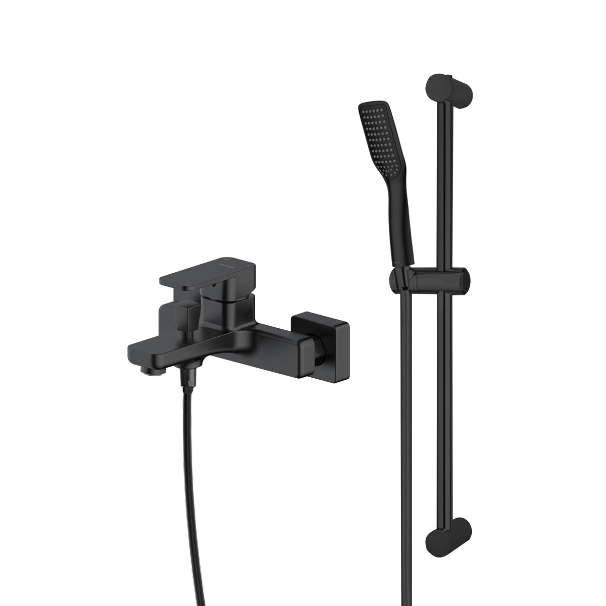 Készlet kád és zuhany csaptelep Oltens Hadsel 34006300, zuhanyrúd Oltens Alling 37300300, 37200300, 37111300