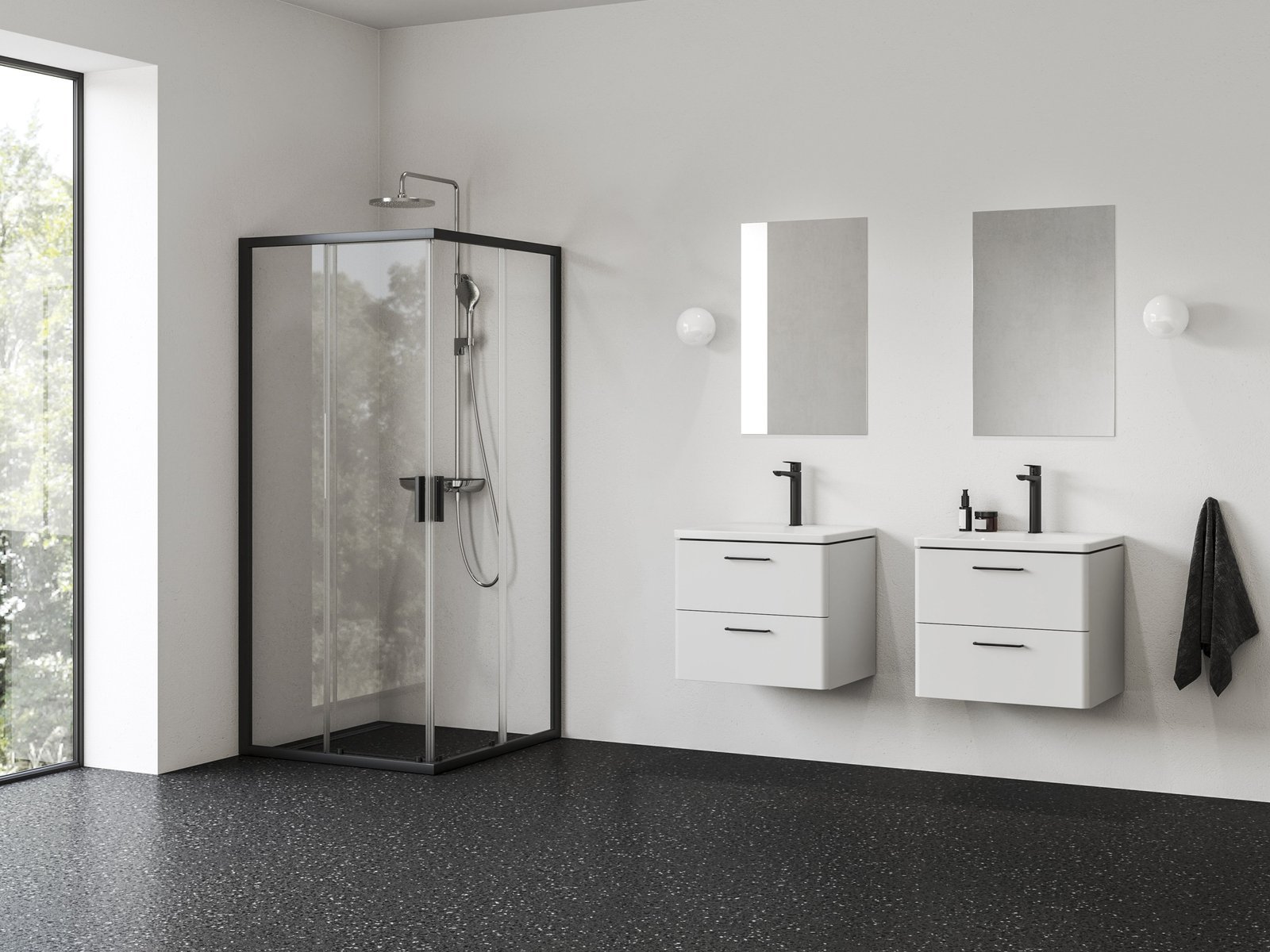 Ravak Blix II zuhanykabin 90x90 cm négyzet fekete matt/átlátszó üveg 1LM70300Z1