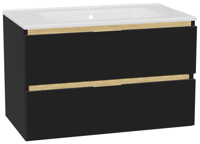 Készlet szekrénytest Excellent Tuto 2.0 MLEX.2172.800.BKBL, mosdótál Excellent Pik CEEX.6517.800.WH, MLEX.2151.800.01.BK