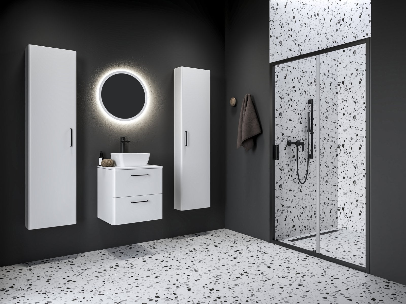 Ravak Blix II zuhanyajtók 120 cm tolható fekete matt/átlátszó üveg 0PMG0300Z1