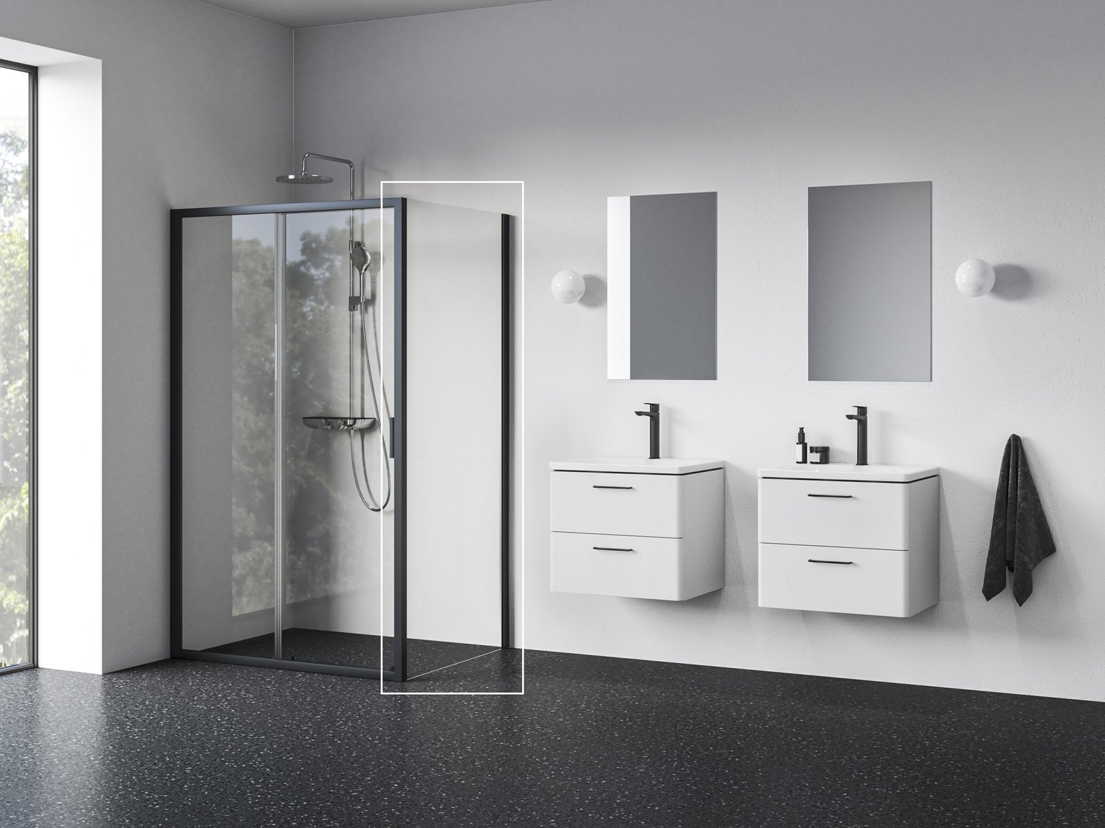 Ravak Blix II zuhanyfal 80 cm fekete matt/átlátszó üveg 9BM40300Z1