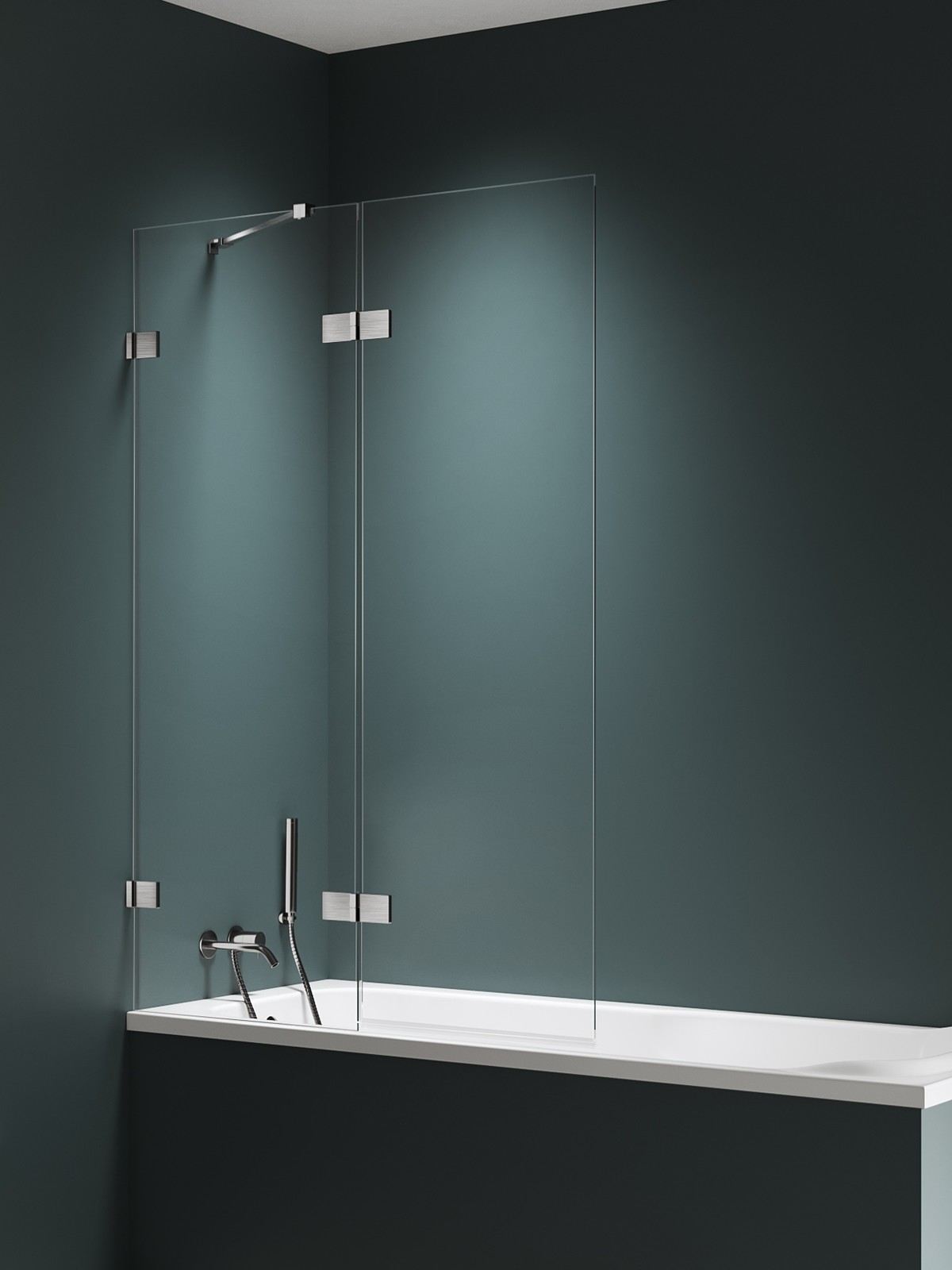 New Trendy Avexa Nickel Brushed zuhanyparaván 120 cm kétrészes csiszolt/átlátszó üveg EXK-8754