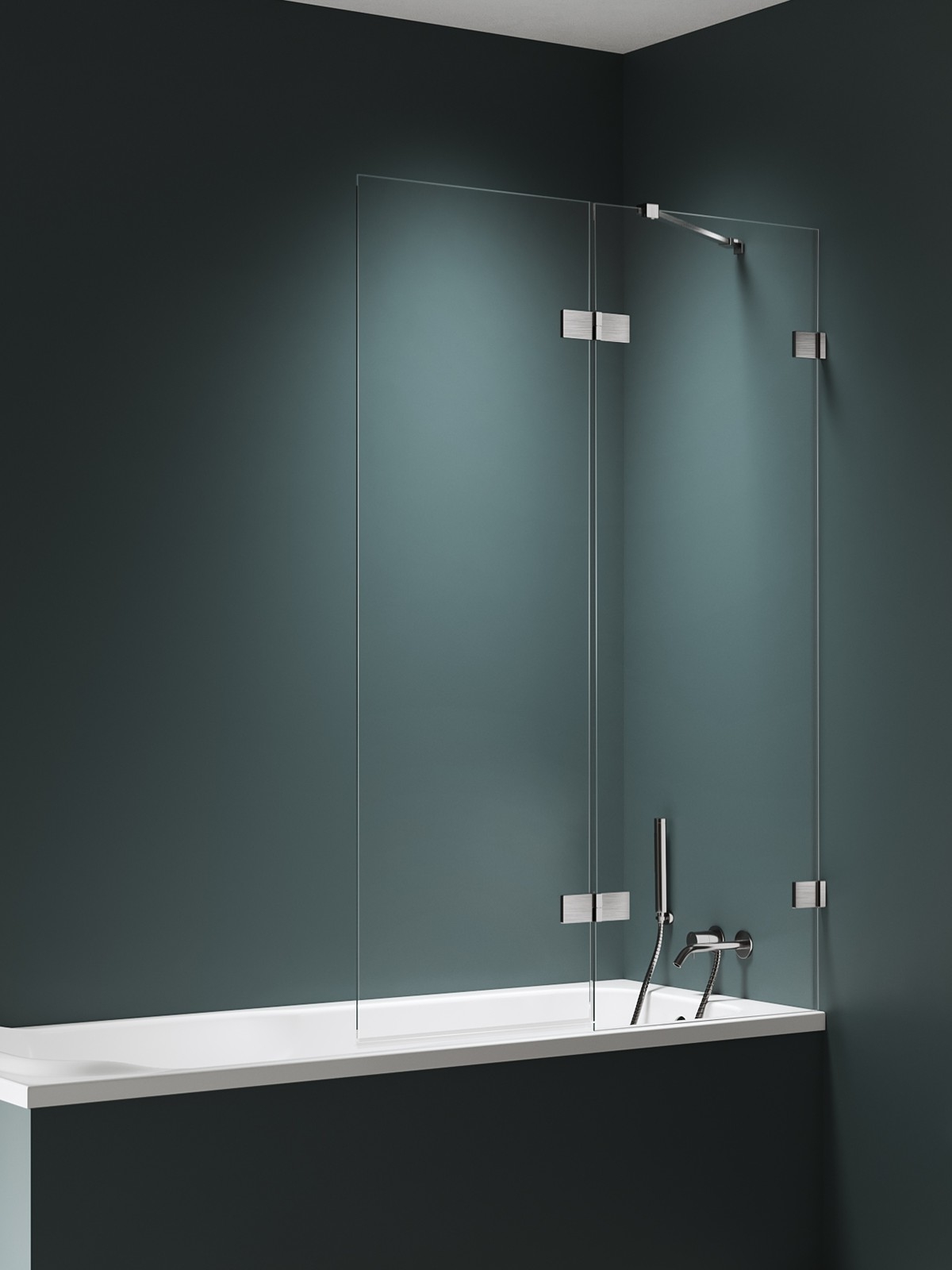 New Trendy Avexa Nickel Brushed zuhanyparaván 130 cm kétrészes csiszolt/átlátszó üveg EXK-8757