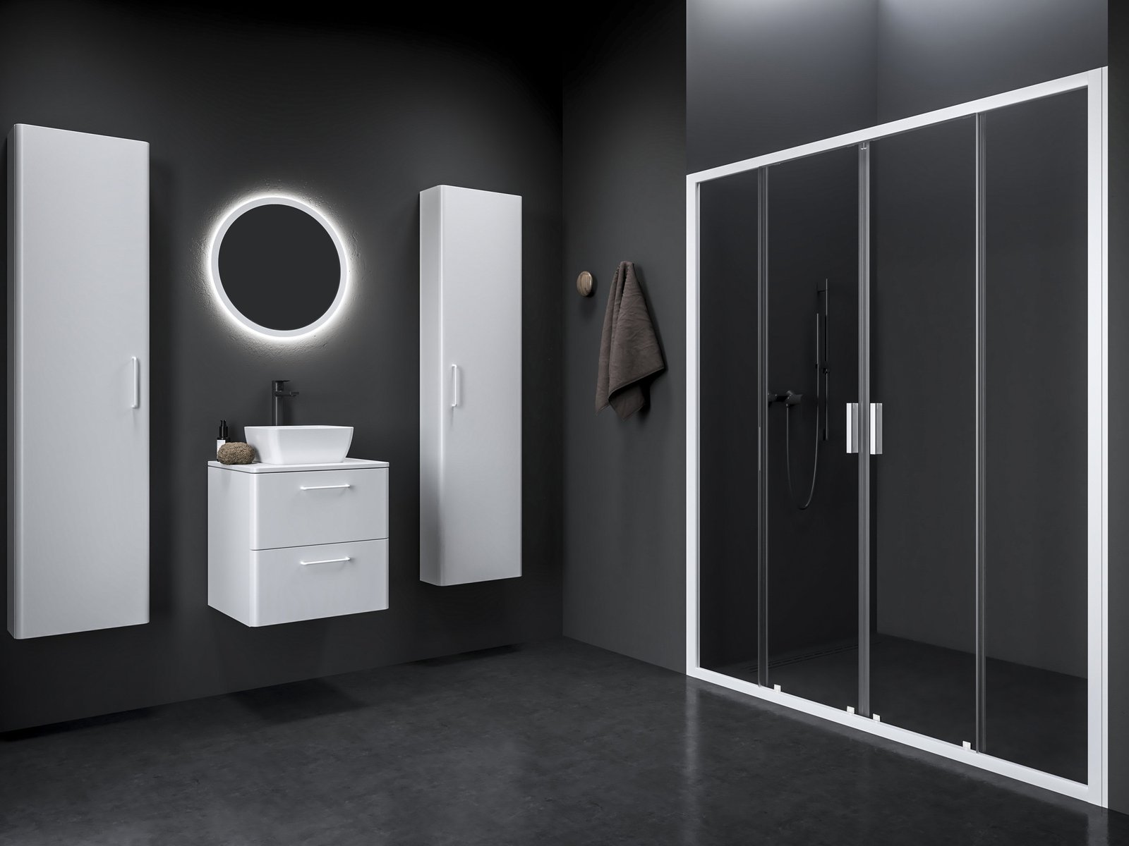 Ravak Blix II zuhanyajtók 150 cm tolható fehér matt/átlátszó üveg 0YMP0E00Z1