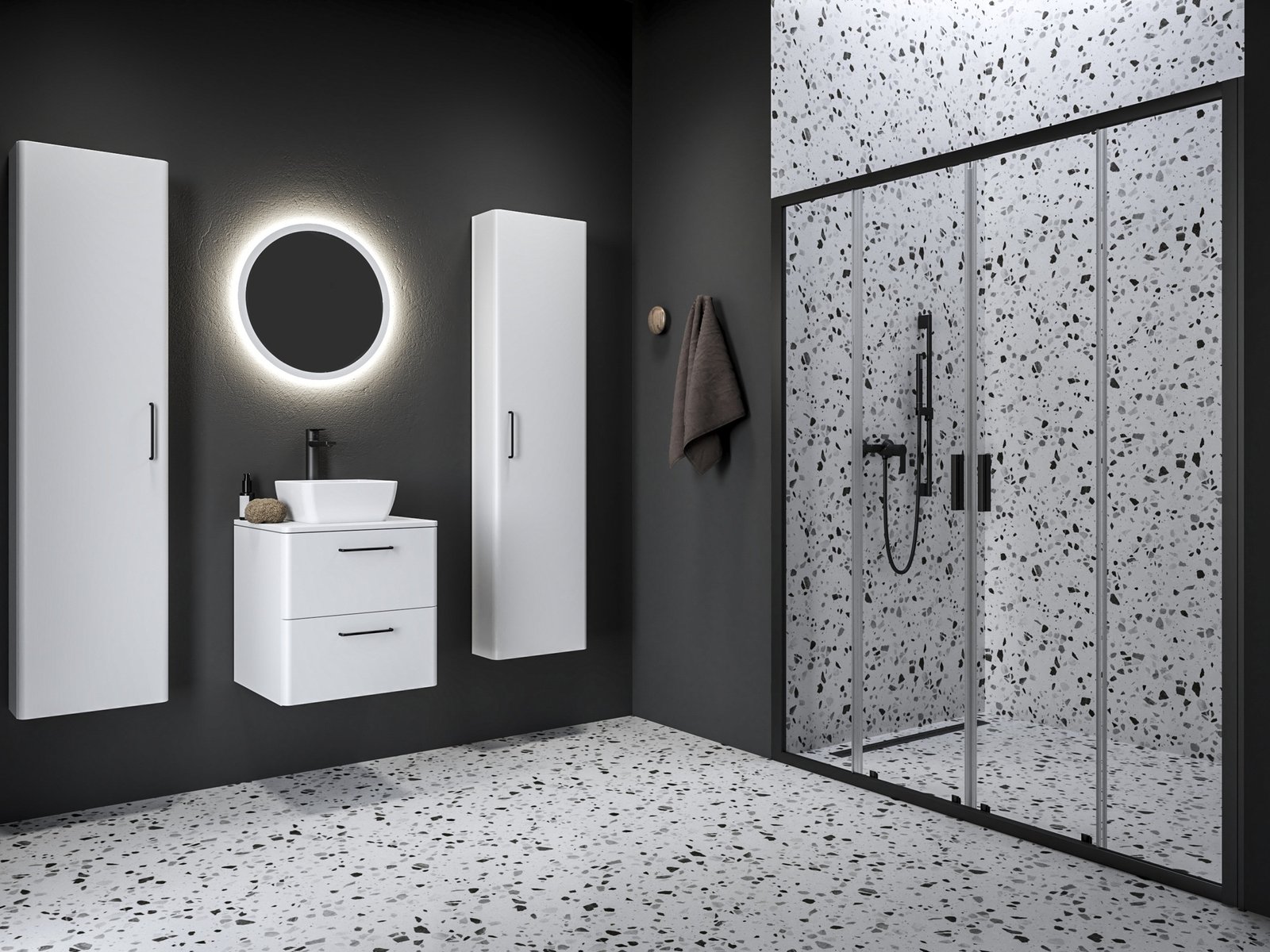 Ravak Blix II zuhanyajtók 170 cm tolható fekete matt/átlátszó üveg 0YMV0300Z1