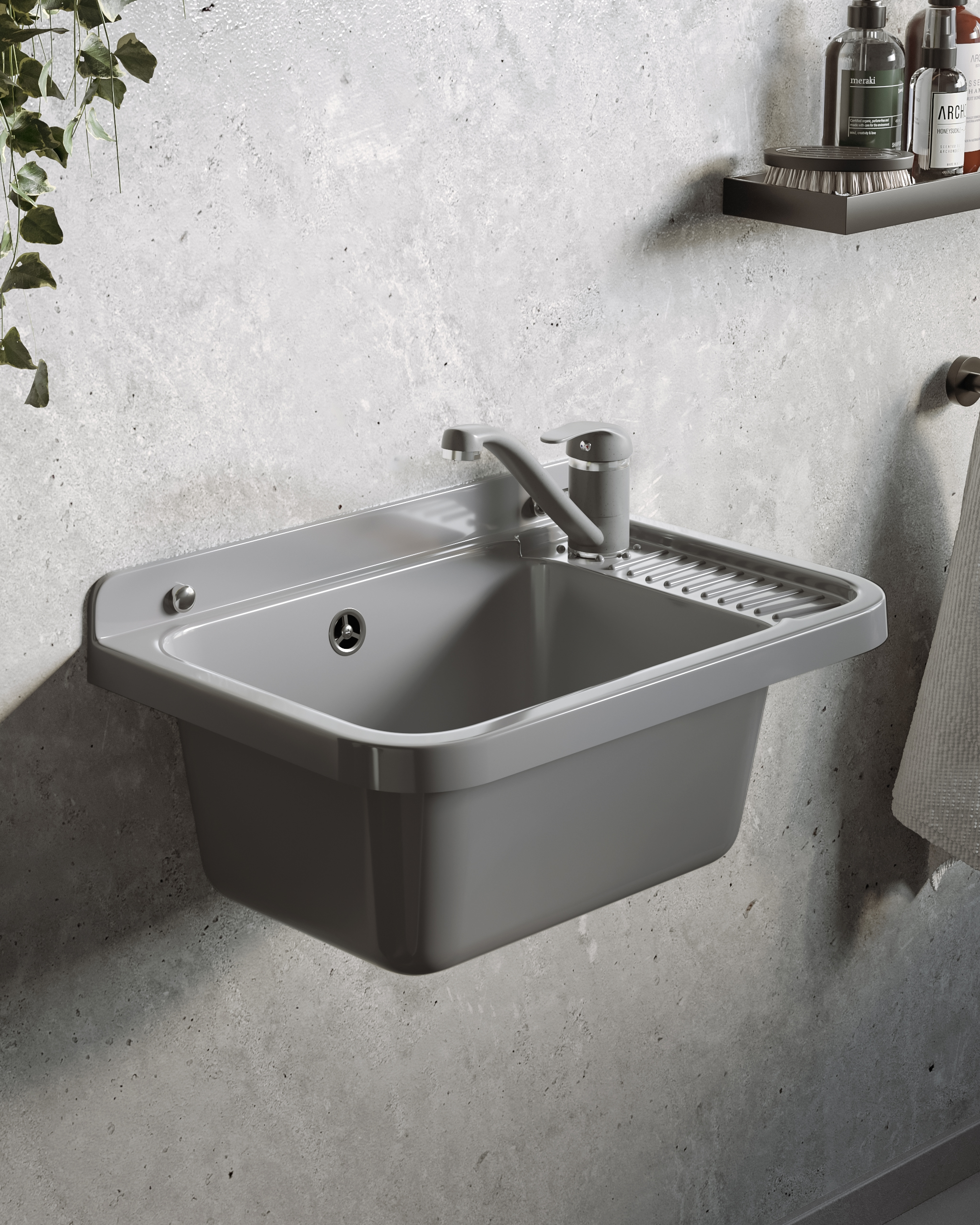 Pyramis Neo kerti mosogató csapteleppel 51x34 cm műanyag 070179501 A