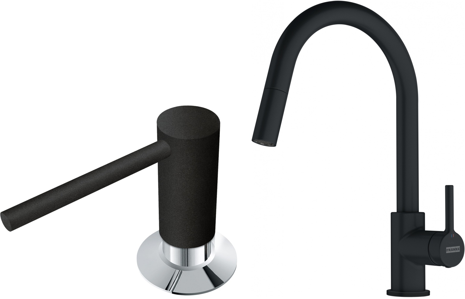 Készlet konyhai csaptelep Franke Lina 115.0626.053, folyadékadagoló Franke Comfort 112.0652.763