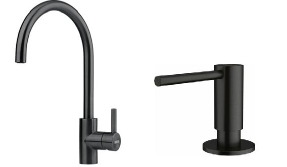 Készlet konyhai csaptelep Franke Eos 115.0613.590, folyadékadagoló Franke Atlas 112.0717.102